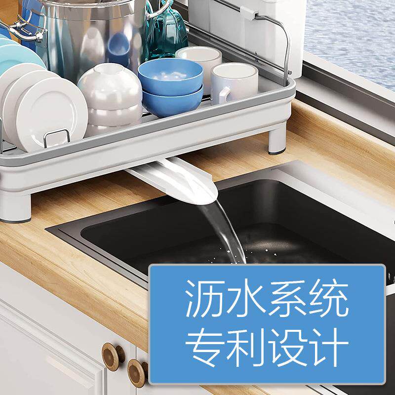 新款铁艺黑色双层大容量碗碟碗盘架子厨房用品洗碗沥水收纳置物架