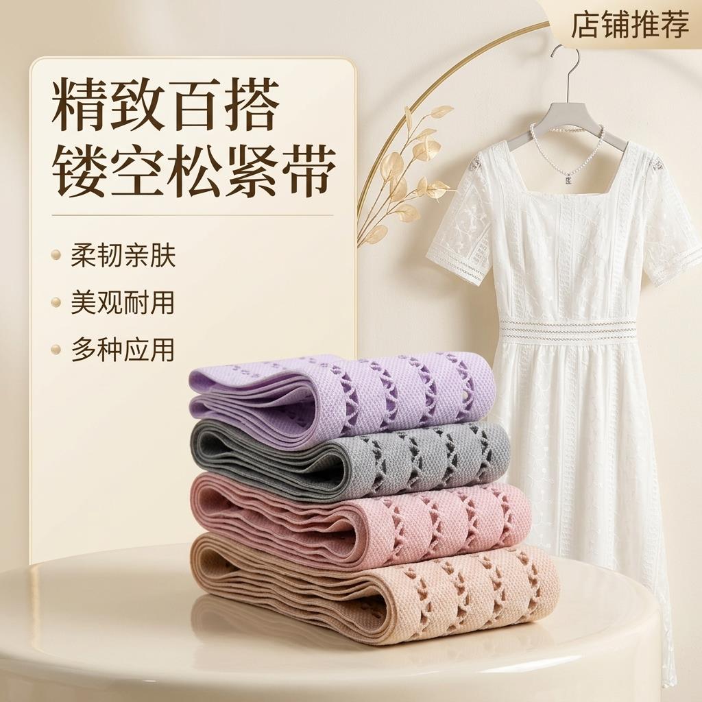 镂空松紧带高弹力耐用半身裙专用裙子裤子衣服加宽侧边条辅料薄款