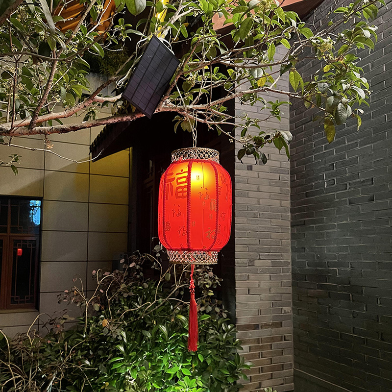 太阳能户外庭院灯大门红灯笼阳台春节挂饰吊灯结婚节日防水装饰
