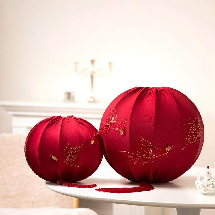 中秋节灯笼新款2025红色中式刺绣阳台大门口一对乔迁布置装饰用品