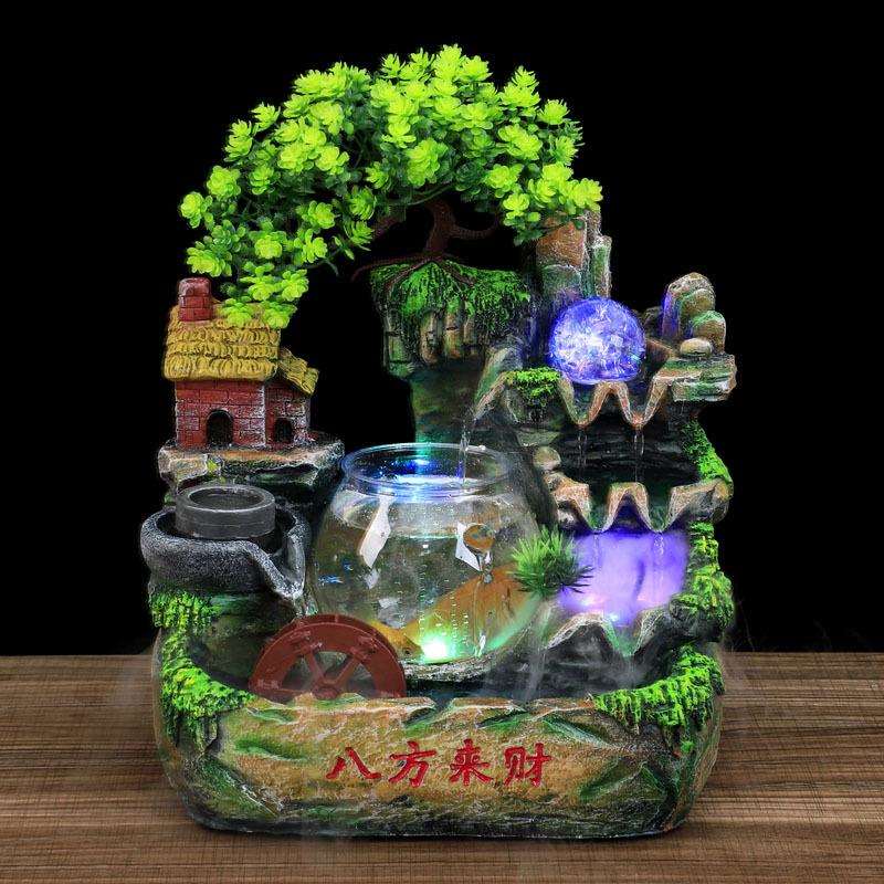 越南吉祥小假山流水鱼缸加湿器外贸出口工艺品八方来财1932