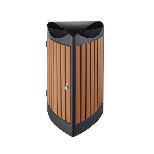 方户外仿木条垃圾桶锥形立式大容量室外街道大号公园塑木果皮箱