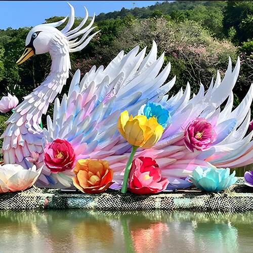 元宵节大型花灯天鹅春节灯会彩绘户外灯光秀造型节日亮化设计彩灯