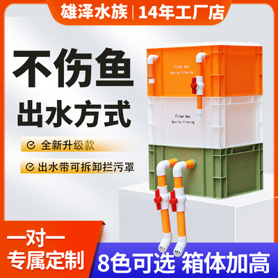 专利防堵棉工业风橙管周转箱过滤箱鱼缸鱼池水循环过滤系统滴流盒