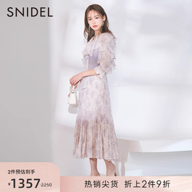 SNIDEL春夏款甜美仙女荷叶边系带收腰百褶连衣裙SWFO231052