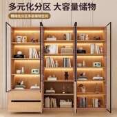 落地书柜带酒柜展示柜客厅轻奢一体玻璃门书柜储物柜顶到靠墙家用