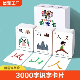 幼儿园识字卡片3000字启蒙书，早教宝宝认字表儿童，象形看图汉字全套