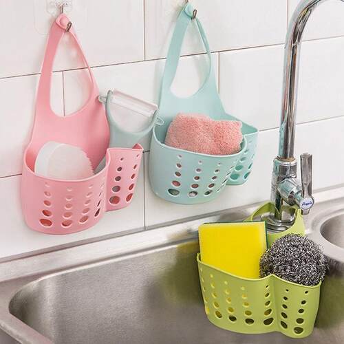 Creative Adjustable Snap-on Sink Storage Basket, Kitchen Org