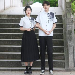 汉服民国风班服套装初高中学生诗歌朗诵演出服五四合唱比赛表演服