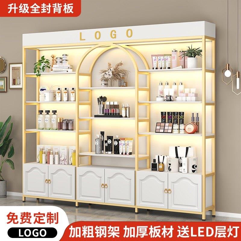 美容院产品展示柜化妆品展示柜美甲店柜子护肤品货架理髲店置物架
