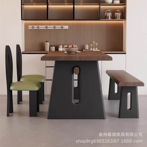 中古风实木餐桌书桌家用大板工作台电竞桌客厅大板实木办公室长桌