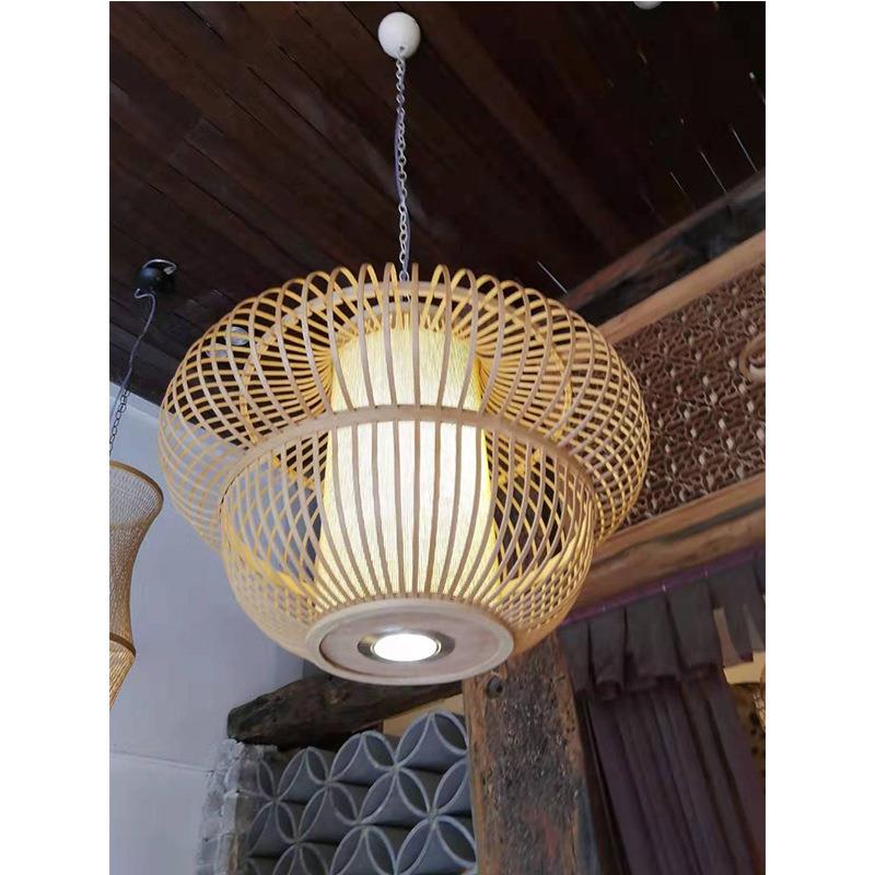 察雅县现代简约农家乐竹艺木艺装饰吊灯东南亚风格个性创意编织灯