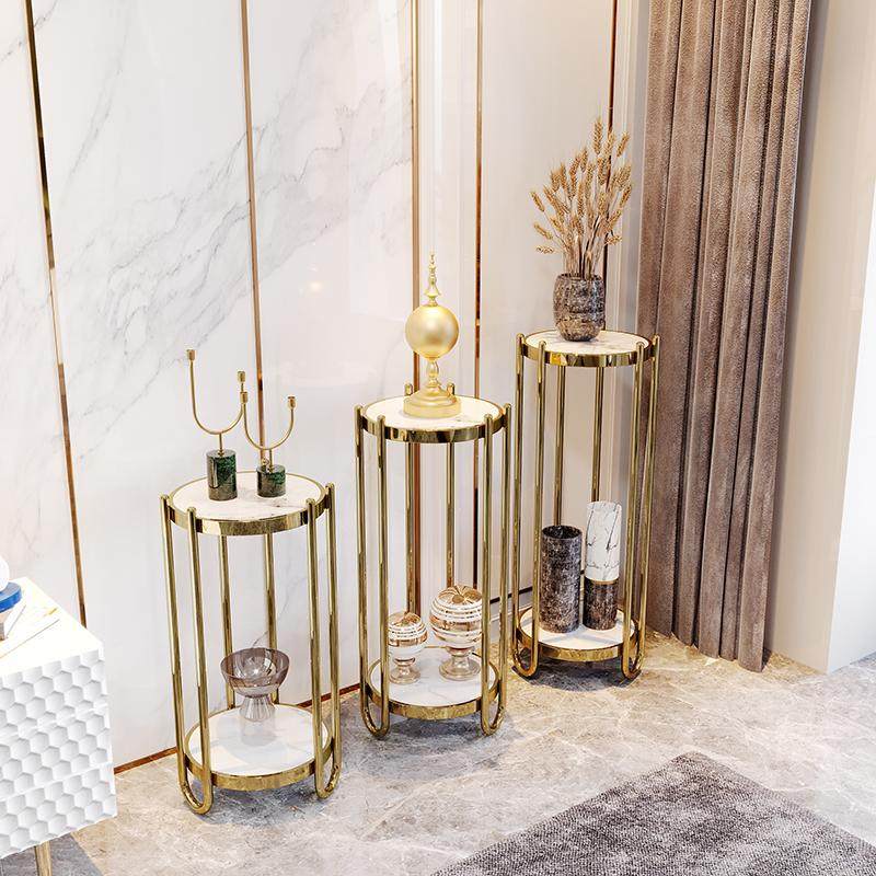 轻奢高端不锈钢金色花架子室内客厅电视柜旁酒店圆形花盆栽免锦标,住宅家具,花架/花几,淘宝优惠券,粉丝福利购,淘宝优惠卷