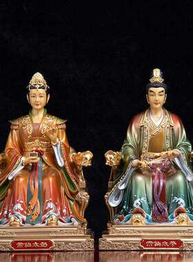 厂家直供全铜彩绘胡三太爷胡三太奶像家用胡黄常蟒神像摆件