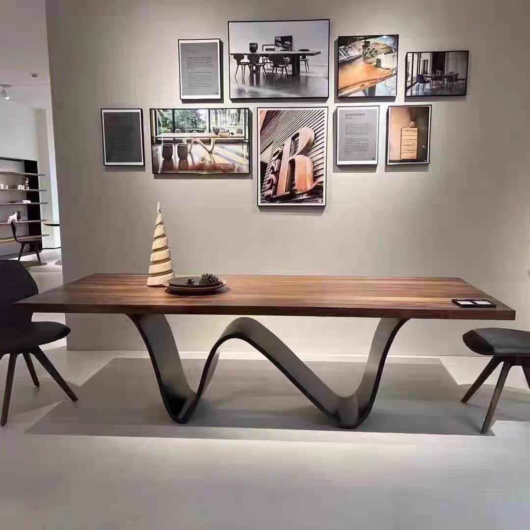 意式创意桌脚支架金属餐台脚定作轻奢岩板奢石底座会议办公桌桌腿