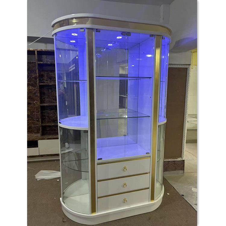 品质物美价廉家用厨房柜简易储物客厅金色带灯酒柜餐边柜