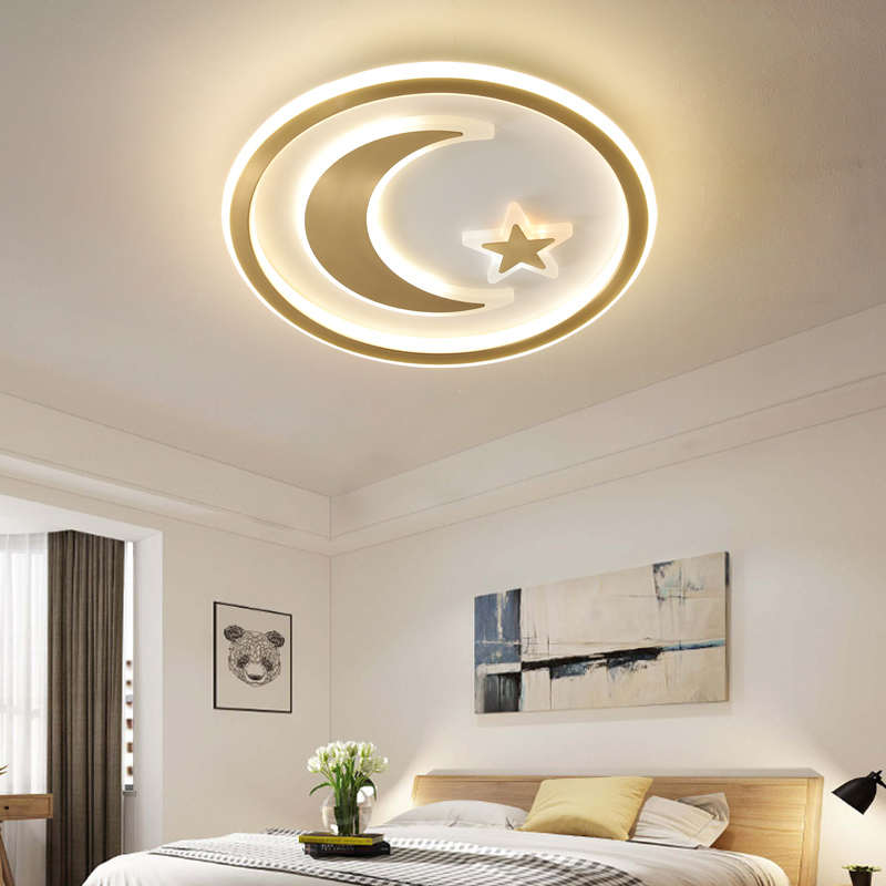 全铜客厅吸顶灯现代简约北欧房间超薄极简创意圆形书房主卧室灯具