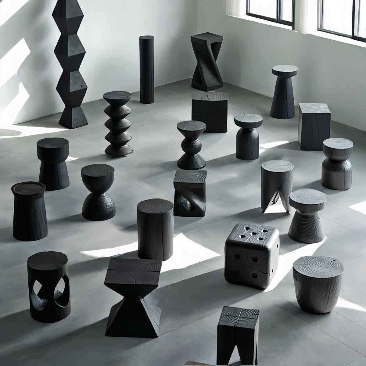 实木墩子碳化黑色侘寂原木凳子民宿边角几摆件木桩根雕矮凳换鞋凳