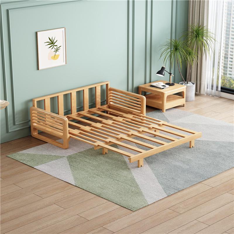 北欧实木沙发小户型两用拉床组合民宿出租房沙发床经济型客厅家具