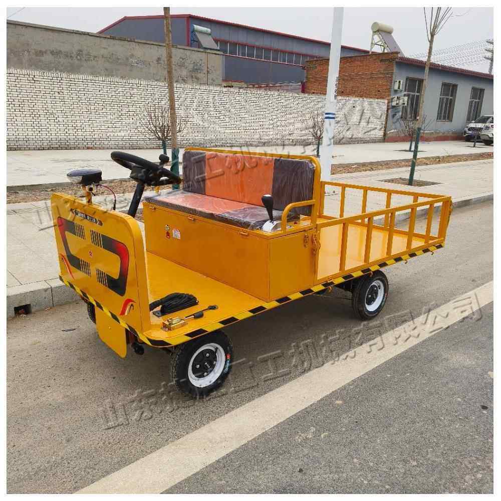 铁路建设小型平板车 四轮电动短途搬运车 座驾式厂区货物工具车