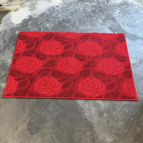 红色玫瑰新年喜庆门厅地毯门垫出入走廊毯可以定制地垫丙纶无异味