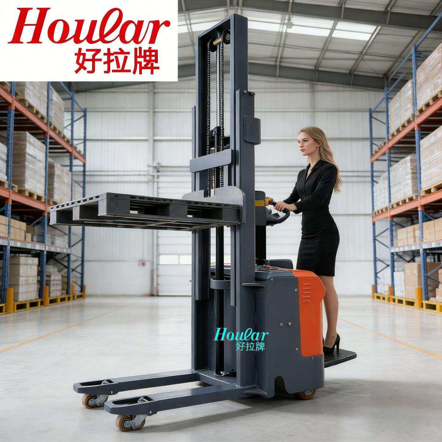 式houla全r牌电动304双起堆高车1.5升吨站驾堆垛车2吨液压升降叉