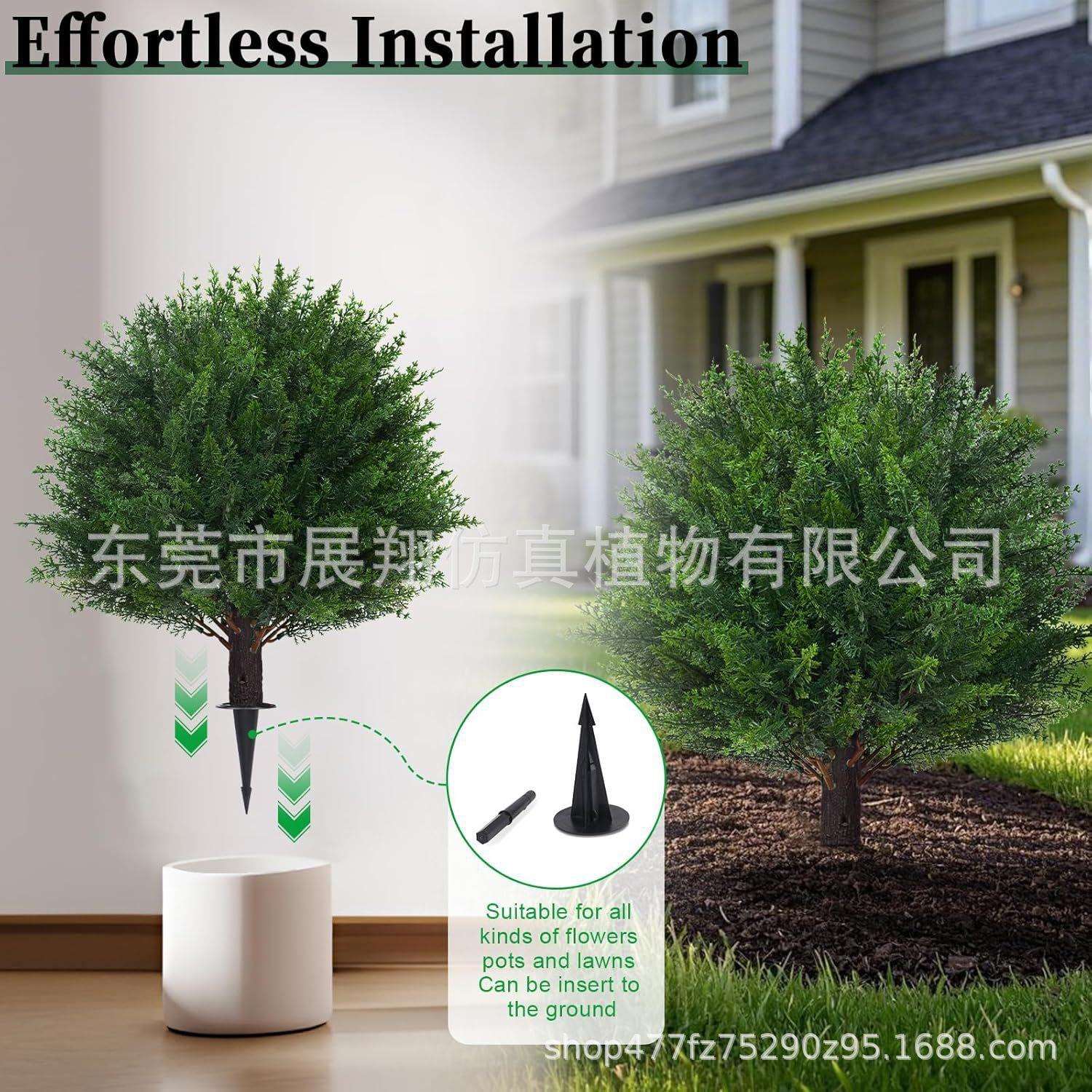 亚马逊爆款直销仿真柏树植物可拆装地插小柏树绿植工艺室外装饰品