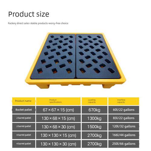 化学品防渗漏托盘仓库垫板商用加厚防泄漏叉车板货架货物塑料托盘