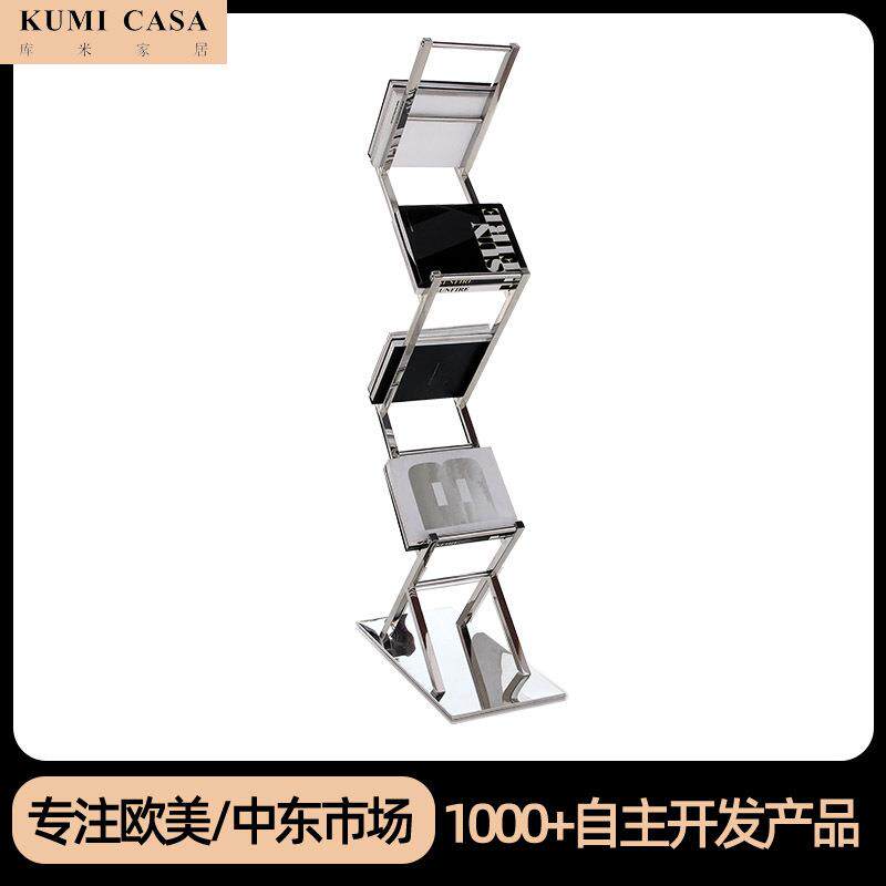 折书架墙落地物架一体置靠不锈钢角落自JJ-1013由叠组合创意展示