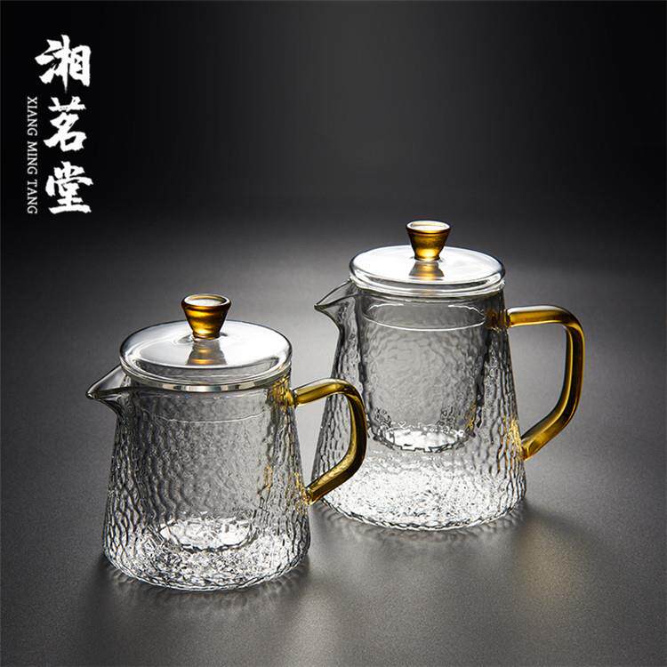 湘茗堂中式手工锤目纹耐高温玻璃泡茶壶适用红花茶500ml以上