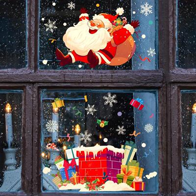 Double-sided Vision Christmas Window Stickers Snowman Santa