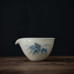 古朴家用功夫茶具大容量耐热茶海分茶器 拾念陶瓷草木灰公道杯日式