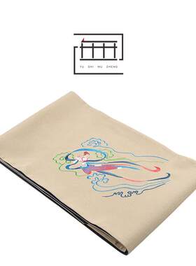 捧花飞天刺绣茶席创意敦煌壁画衍生品布艺桌旗茶道配件可绣logo
