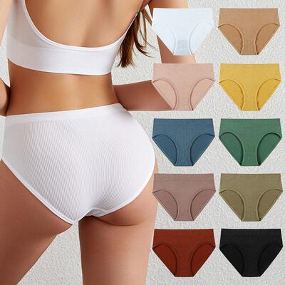 Women Panties Underwear Solid Color Briefs Female Underpants