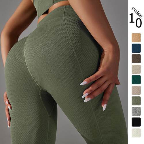 Knitted high waisted yoga pants for exercise, running and
