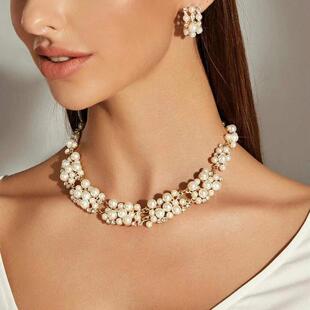 pearl necklaces set earrings jewelry women 珍珠潮女项链饰品