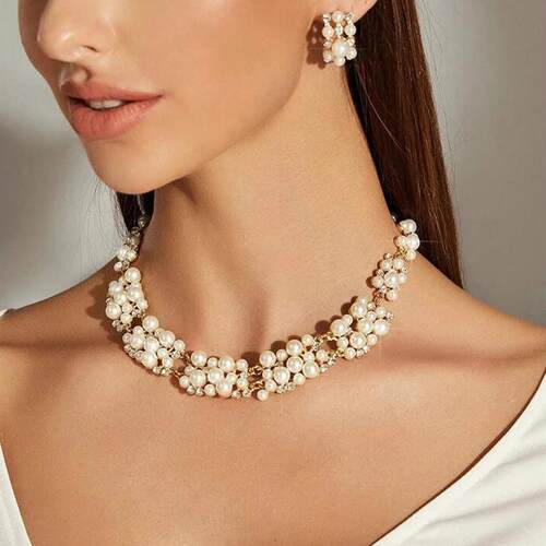 pearl necklaces set earrings jewelry women 珍珠潮女项链饰品