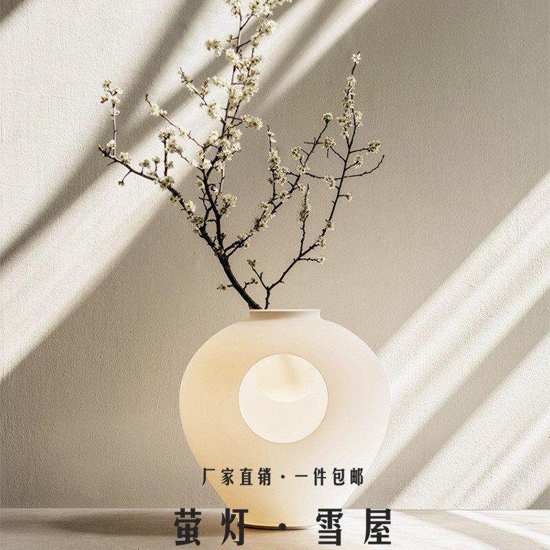 奶油花充电落地台灯新中式装饰卧室床头小夜灯书房设计师展厅灯