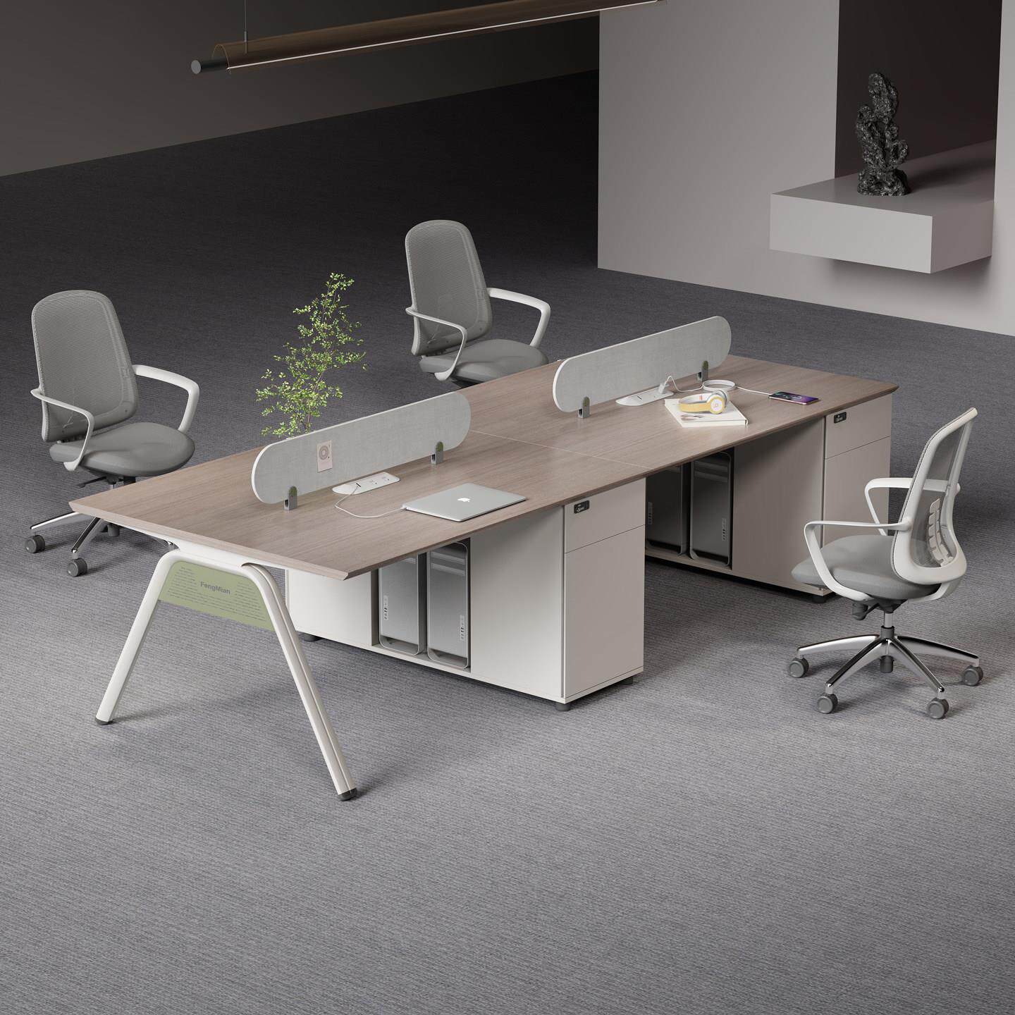 员工位职员办公桌椅组合现代简约办公家具四人位屏风办工桌带插座