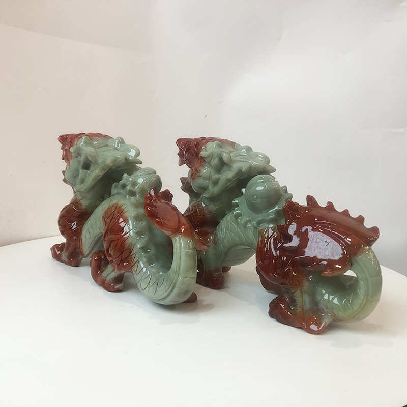 钰程本命年玉器 28厘米岫玉石青龙吉祥生肖太极龙工艺品摆件