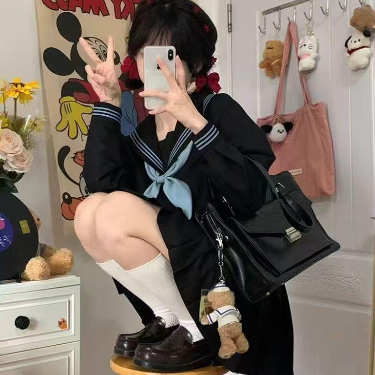 小田町JK海蓝三本日系原创正统制服基础水手服正版中间学院三本