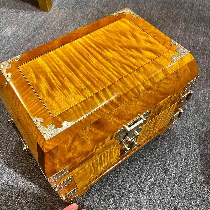 金丝楠木首饰盒家具实木手提箱官皮箱收纳盒工艺品木质宫廷风摆件