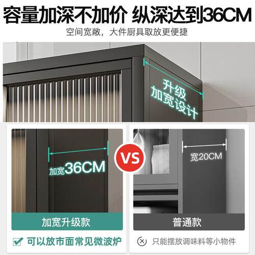 厨房置物架落地多层收纳置物柜家用靠墙带门微波炉烤箱柜子储物柜
