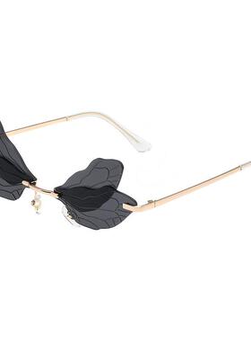 个性蜻蜓翅膀太阳镜女舞会走秀夸张渐变色墨镜跨境ins网红眼镜潮