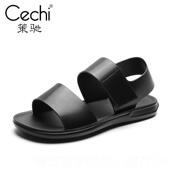 高档罗马凉鞋 沙滩青年潮流简约魔术皮 夏季 鞋 男越南黑色面新2023款