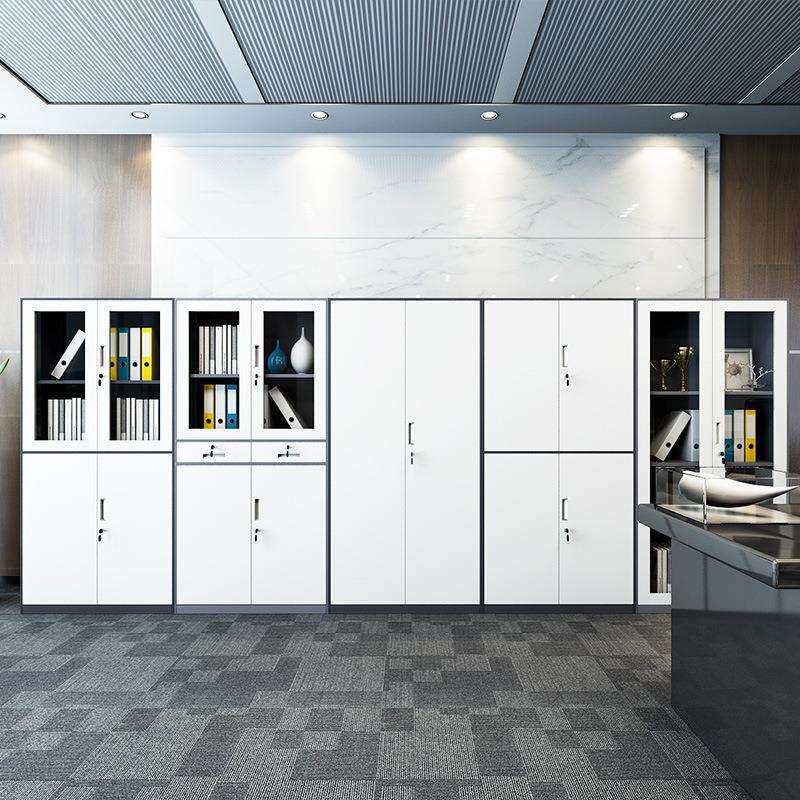 钢制窄边拆装文件柜办公财务铁皮柜带抽屉玻璃门锁资料档案收纳柜