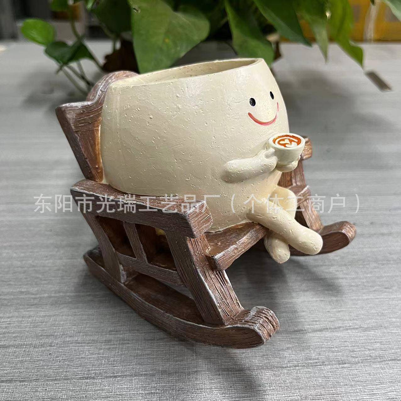 小摇椅多肉花盆办公室书房装饰布置小摇椅绿植花盆园林装饰窗台花