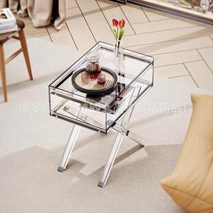 卧室新中式床头柜北欧风简易创意床边柜儿童小型迷你亚克力窄边几