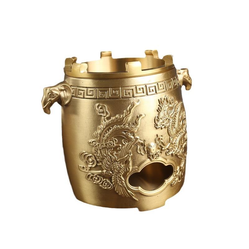 黄铜双龙戏珠碳炉香炉铜摆件工艺品家居客厅创意铜制品摆件蚊香炉