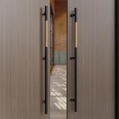 高档有框玻璃大门把手侧装 关实木包厢门把手加厚黑色 黄铜色双开